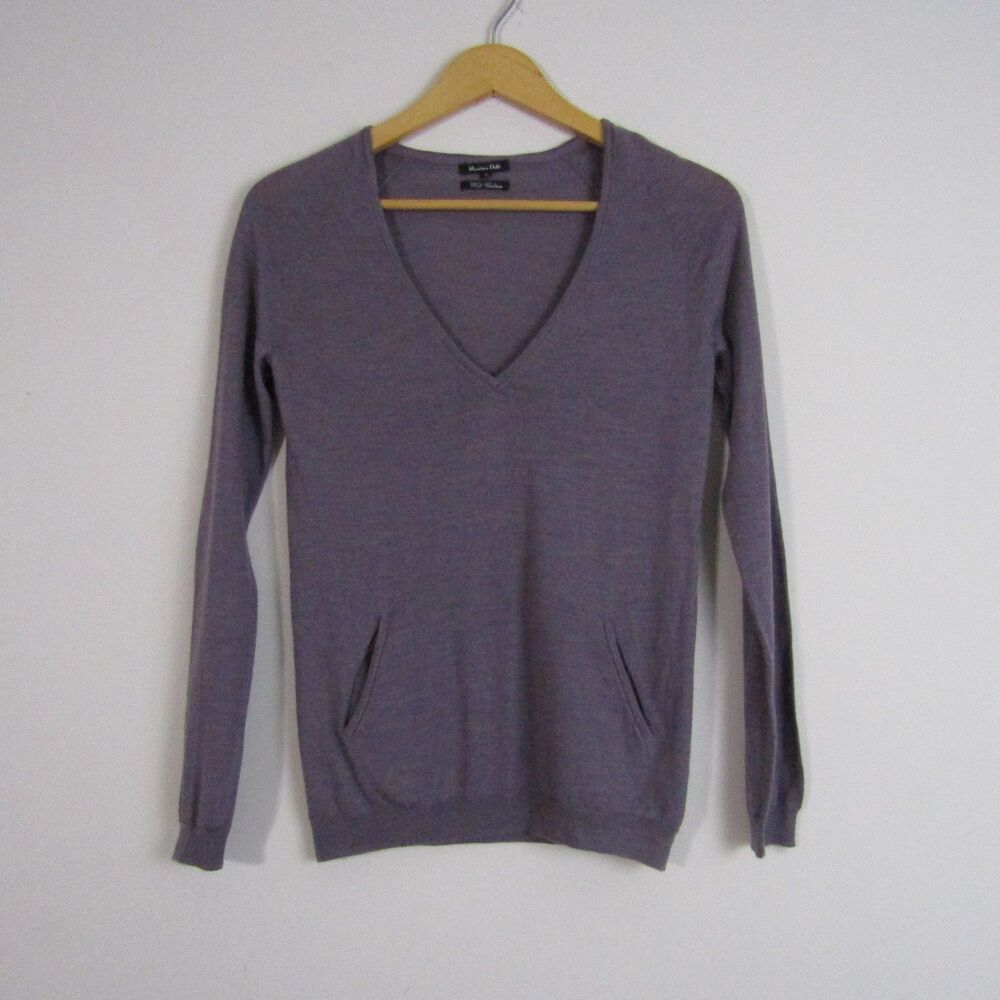 Massimo Dutti Women's Sweater Small Purple Cashmere Wool Capsule Wardrobe Cozy